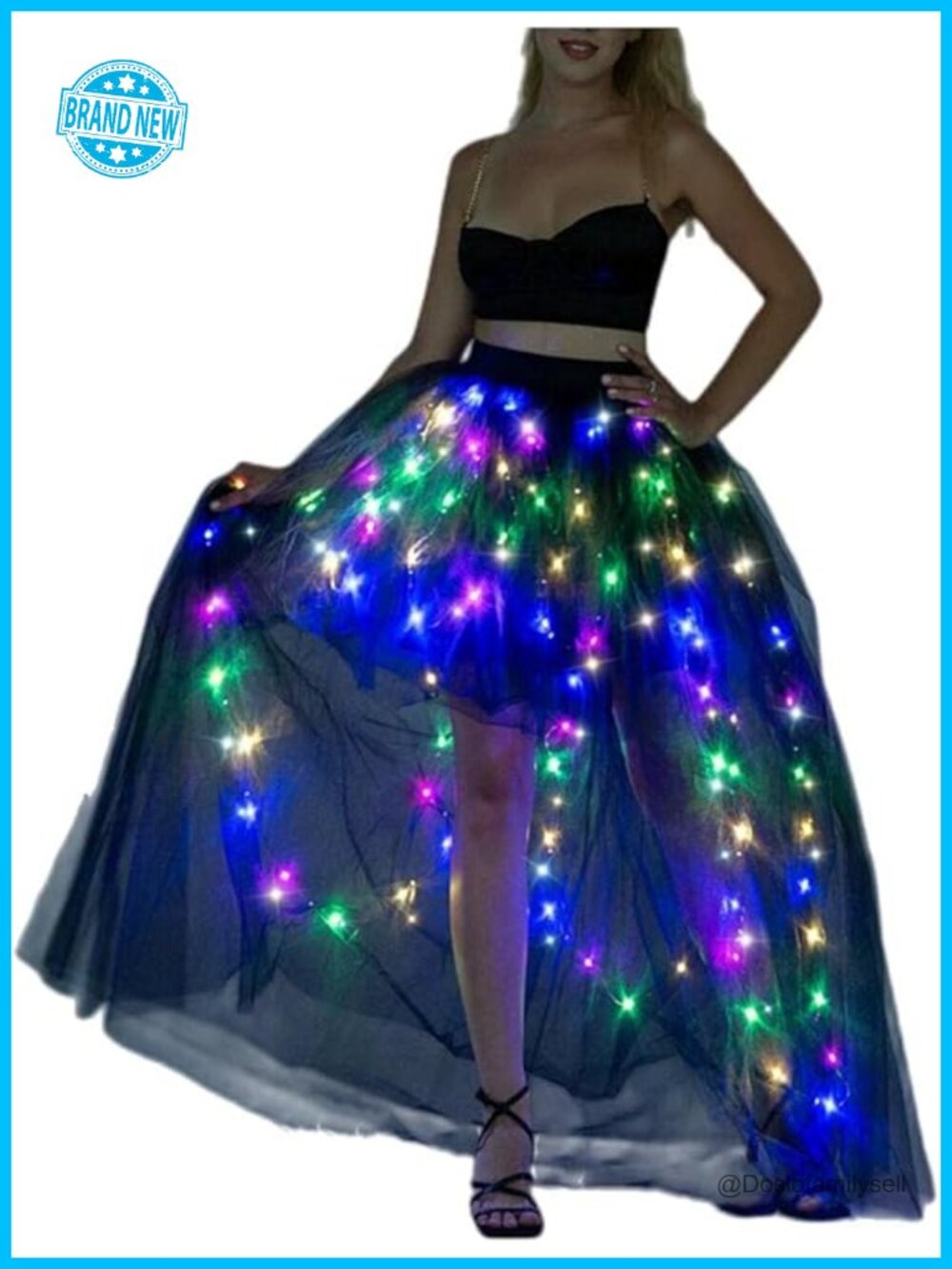LED Tutu Skirt App Controlled High Low Ruffles Maxi